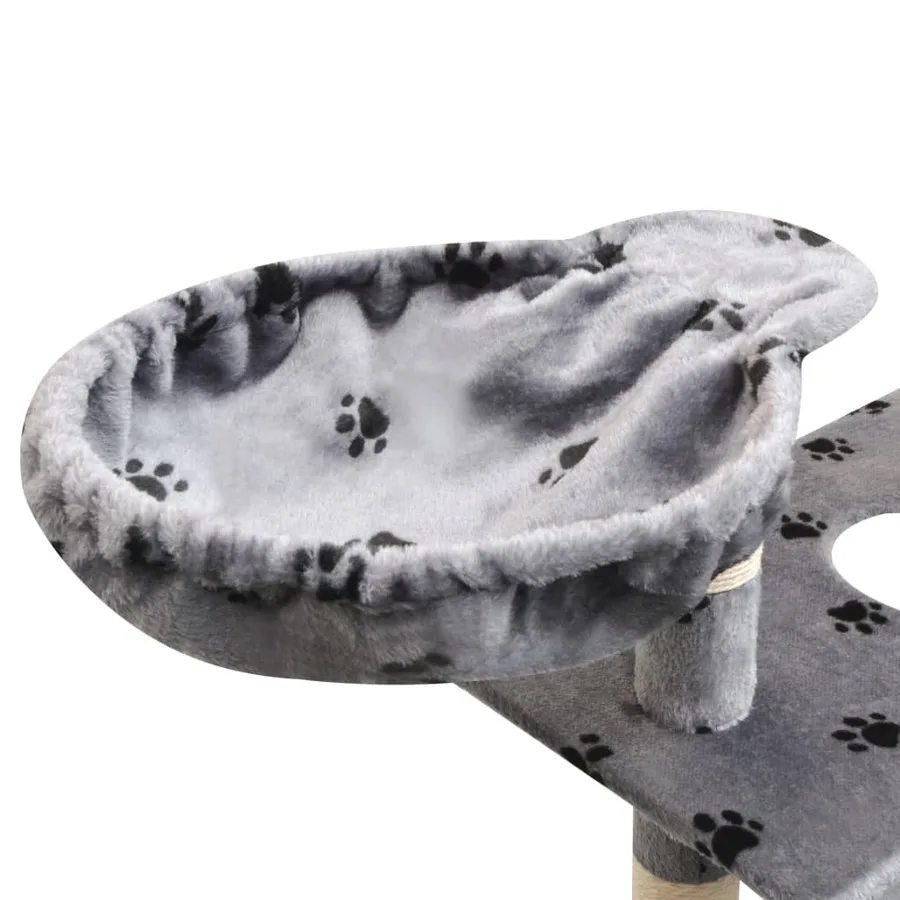 Arbre à chat et griffoir Sisal 150 cm Empreintes de pattes Gris - 5