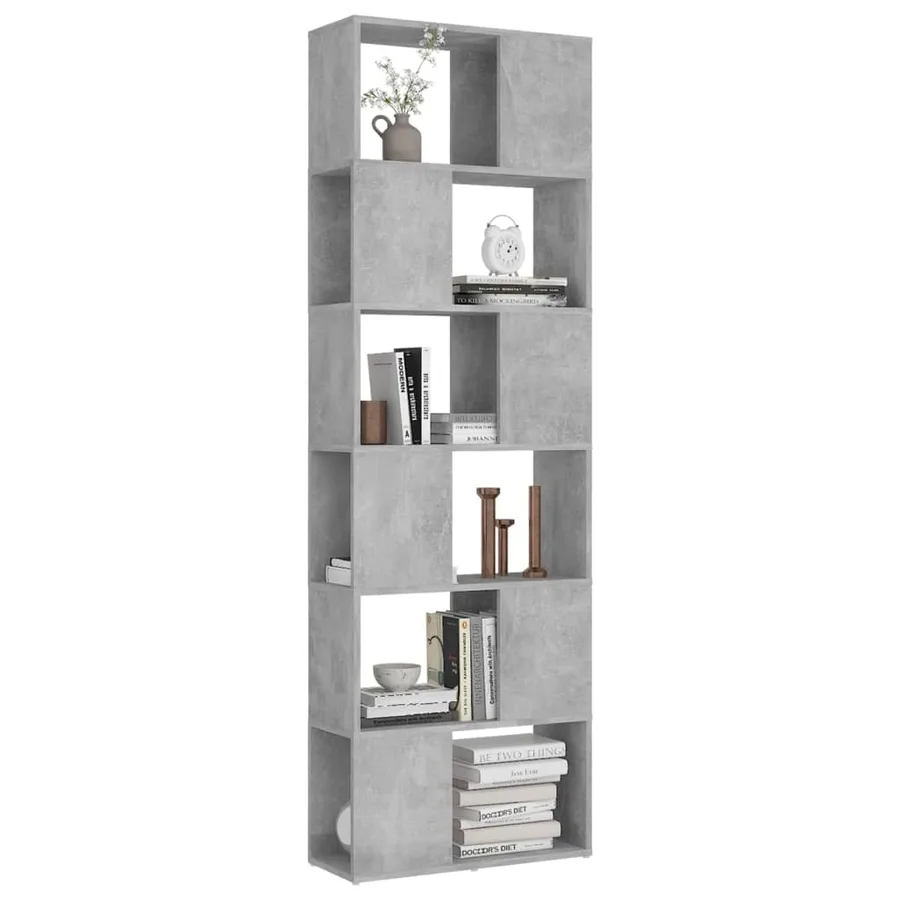 Bibliothèque/Séparateur de pièce Gris béton 60x24x186 cm - 4