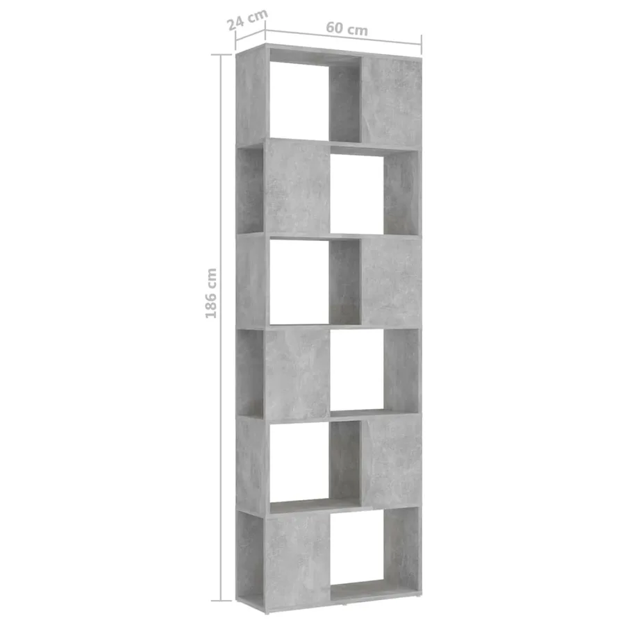 Bibliothèque/Séparateur de pièce Gris béton 60x24x186 cm - 7