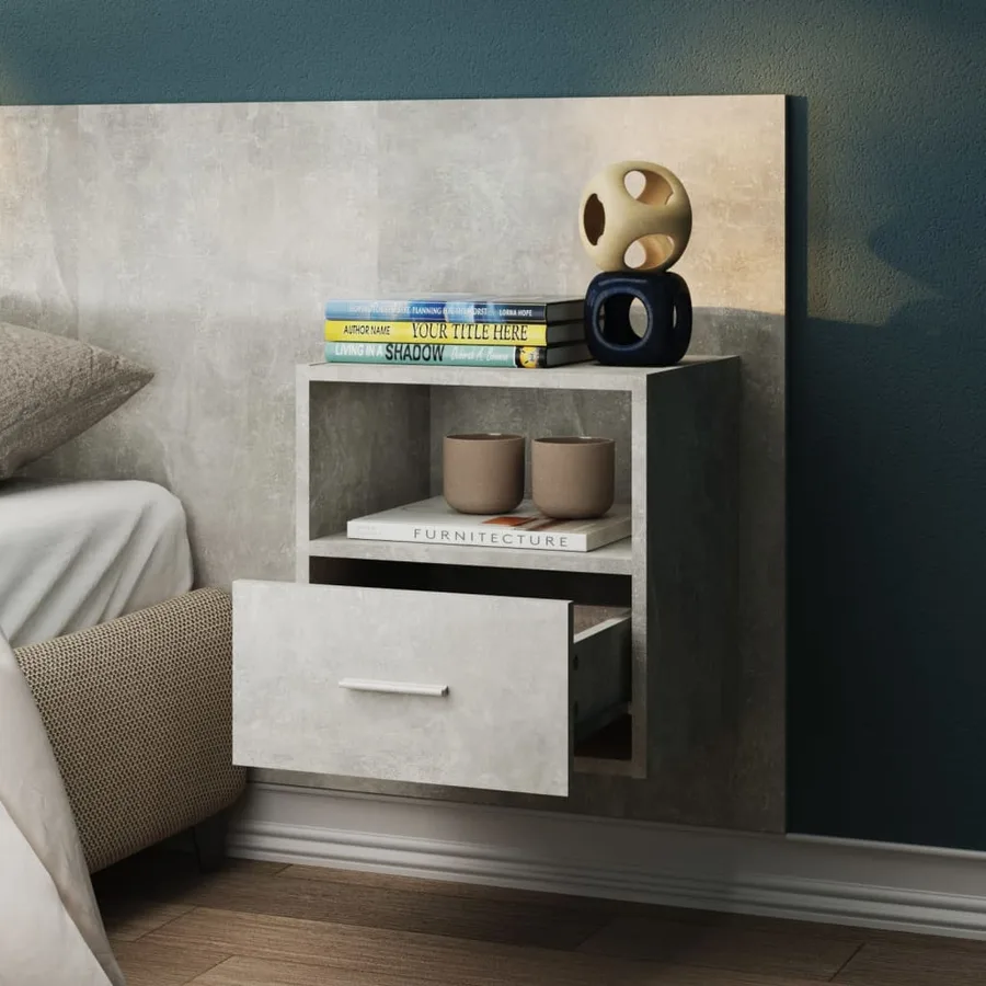 Tables de chevet murales 2 pcs Gris béton - 4