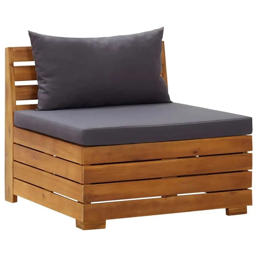Salon de jardin 2 pcs avec coussins Bois d'acacia solide - 4