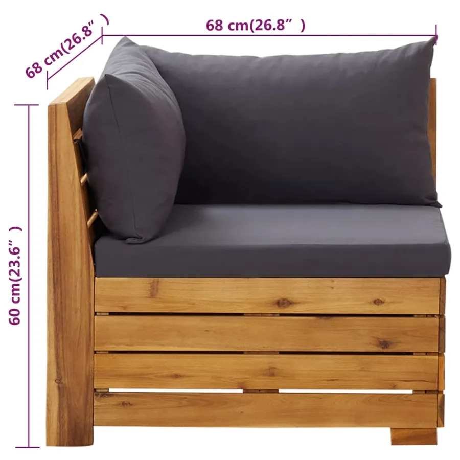 Salon de jardin 2 pcs avec coussins Bois d'acacia solide - 8