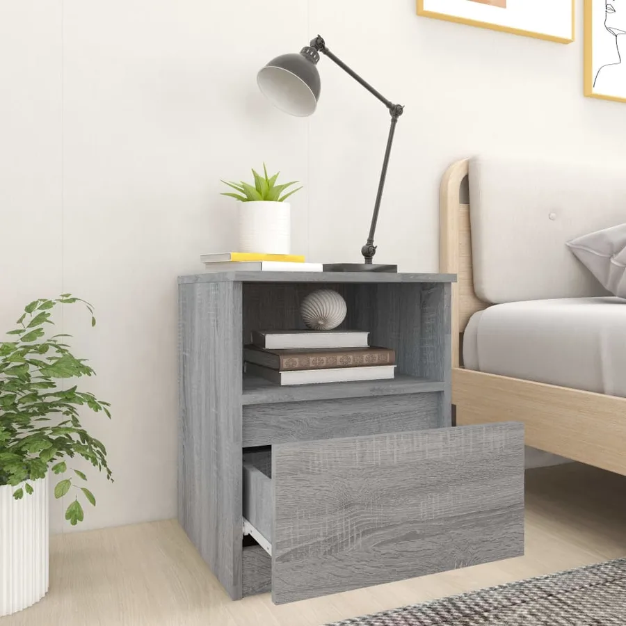 Table de chevet sonoma gris 40x40x50 cm bois d'ingénierie - 3
