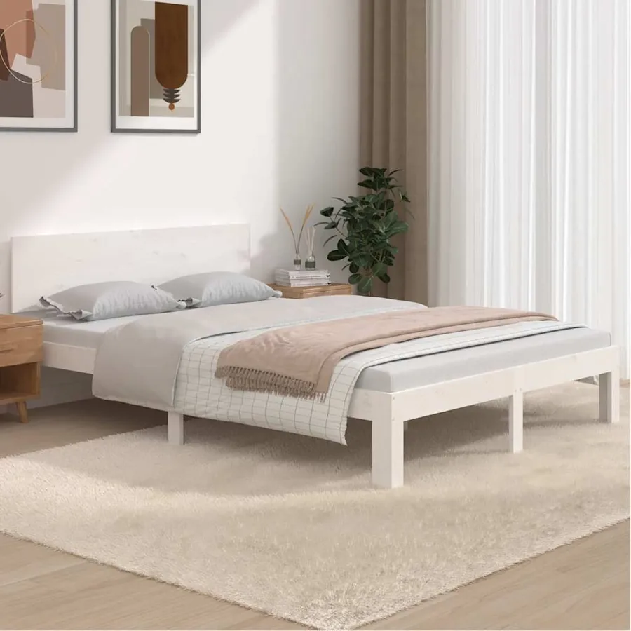 Cadre de lit sans matelas blanc 150x200 cm