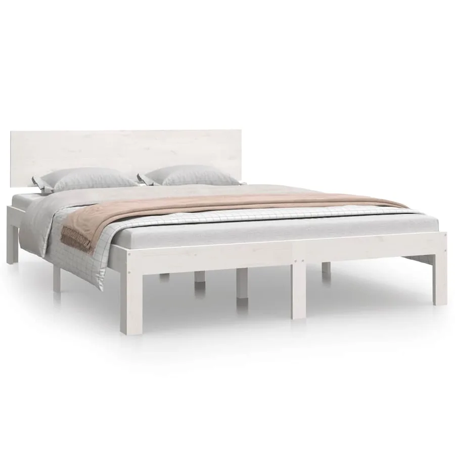 Cadre de lit sans matelas blanc 150x200 cm - 2