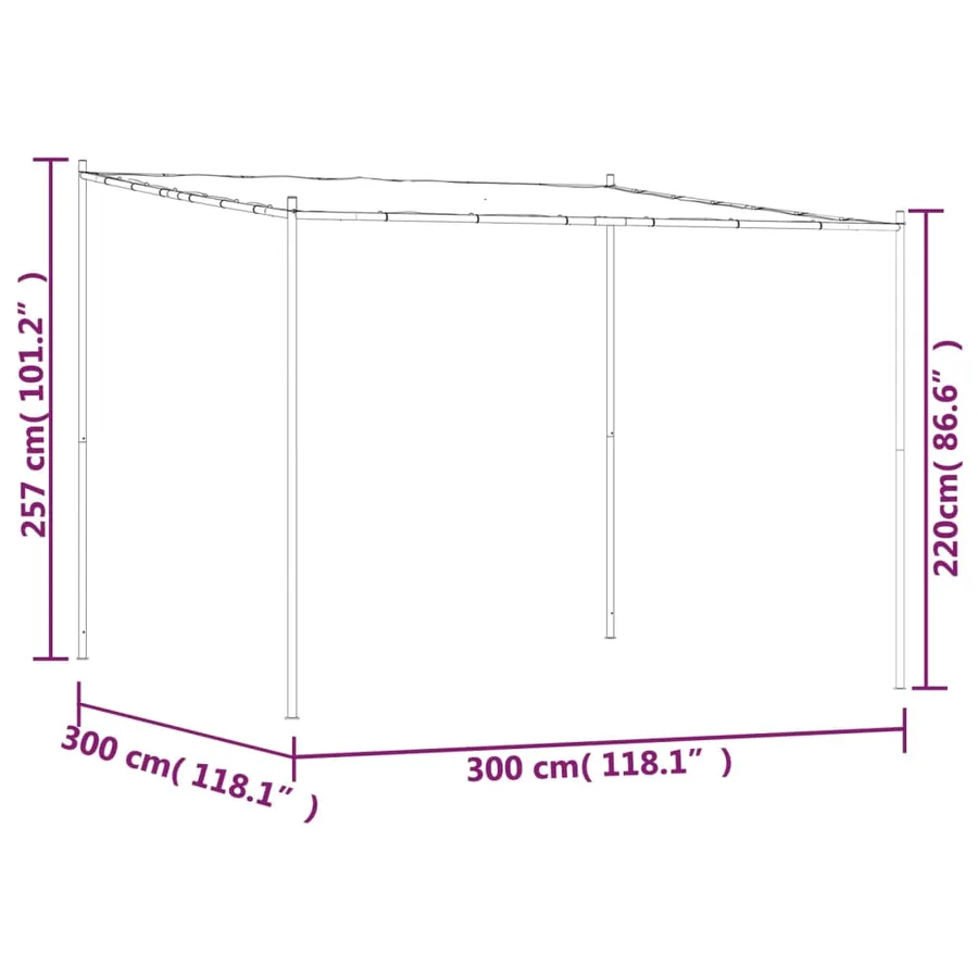 Belvédère anthracite 3x3 m 180 g/m² tissu et acier - 8