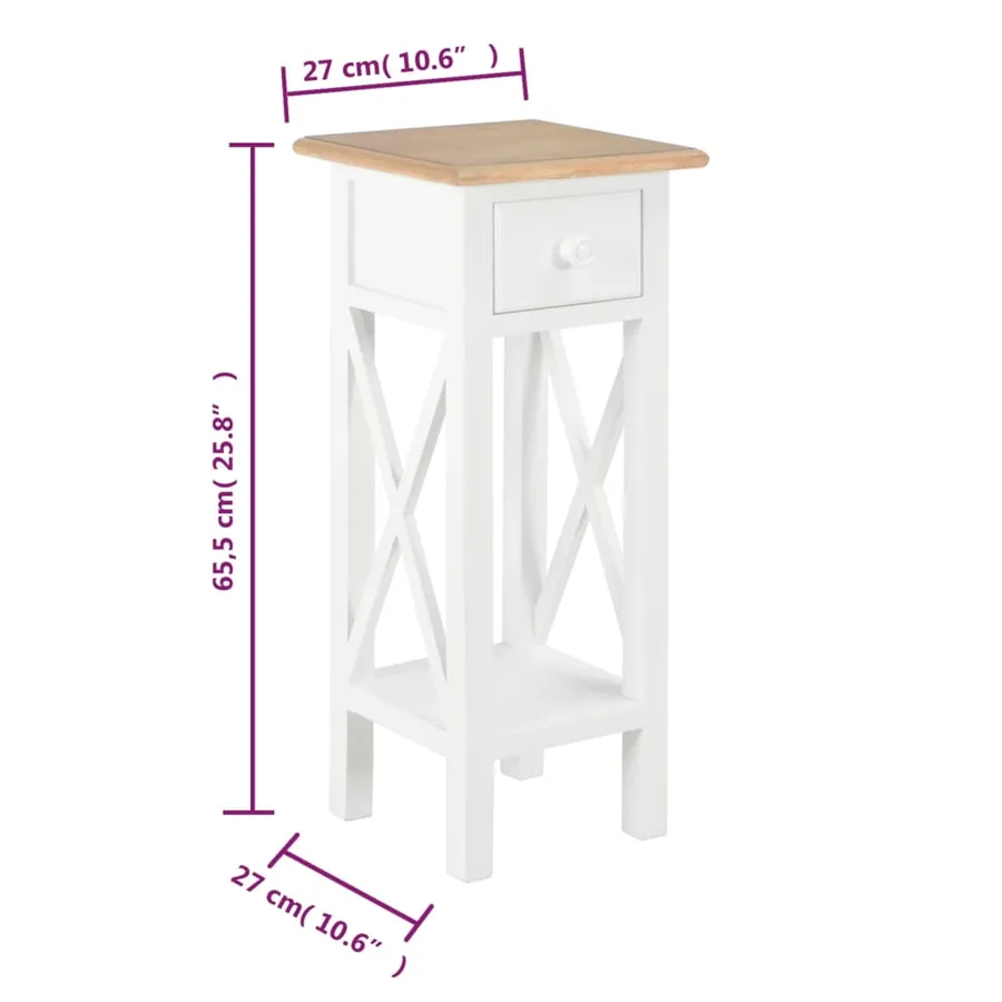 Table d'appoint Blanc 27 x 27 x 65,5 cm Bois - 8