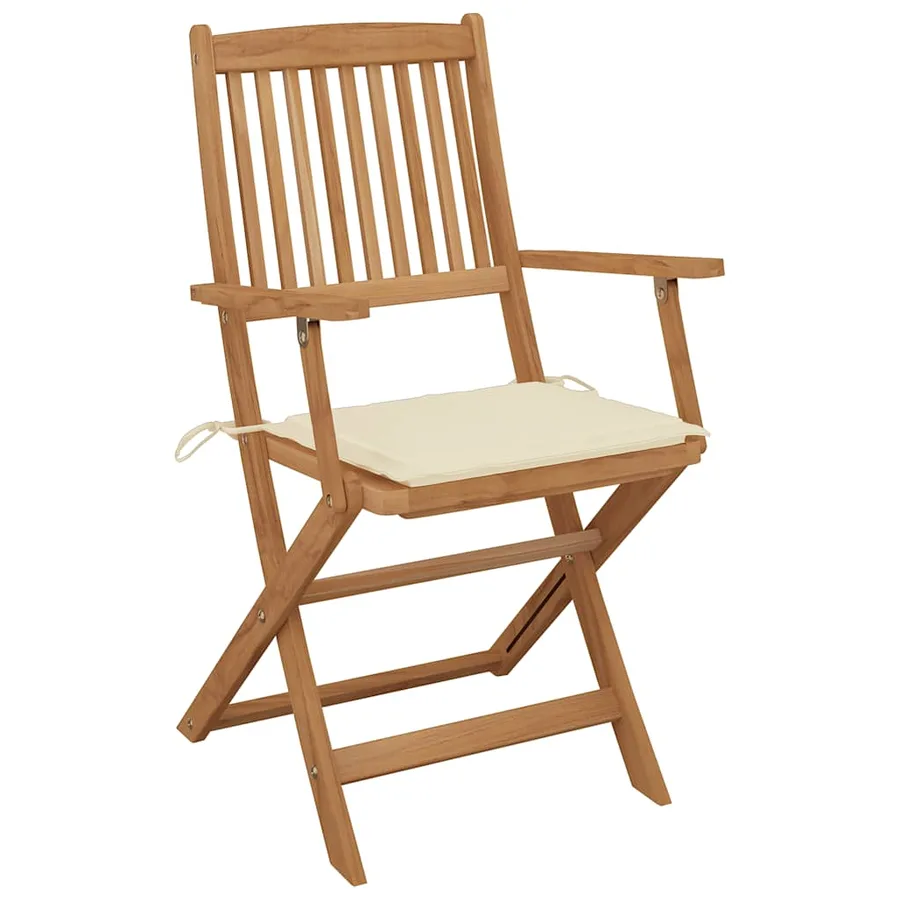 Chaises pliables de jardin lot de 8 avec coussins Bois d'acacia - 3