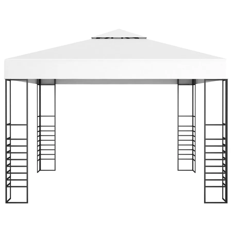 Chapiteau de jardin avec guirlande lumineuse à LED 3x3 m Blanc - 4