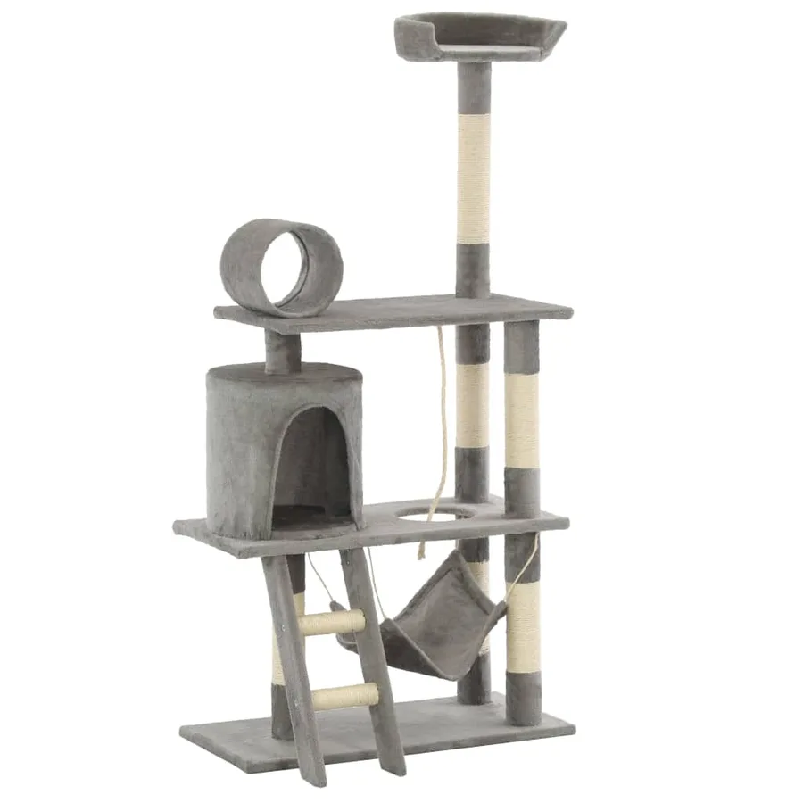 Arbre à chat avec griffoirs en sisal 140 cm Gris - 3