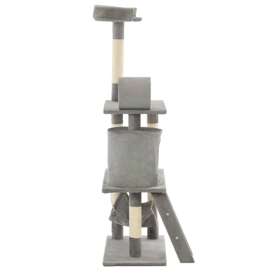 Arbre à chat avec griffoirs en sisal 140 cm Gris - 4