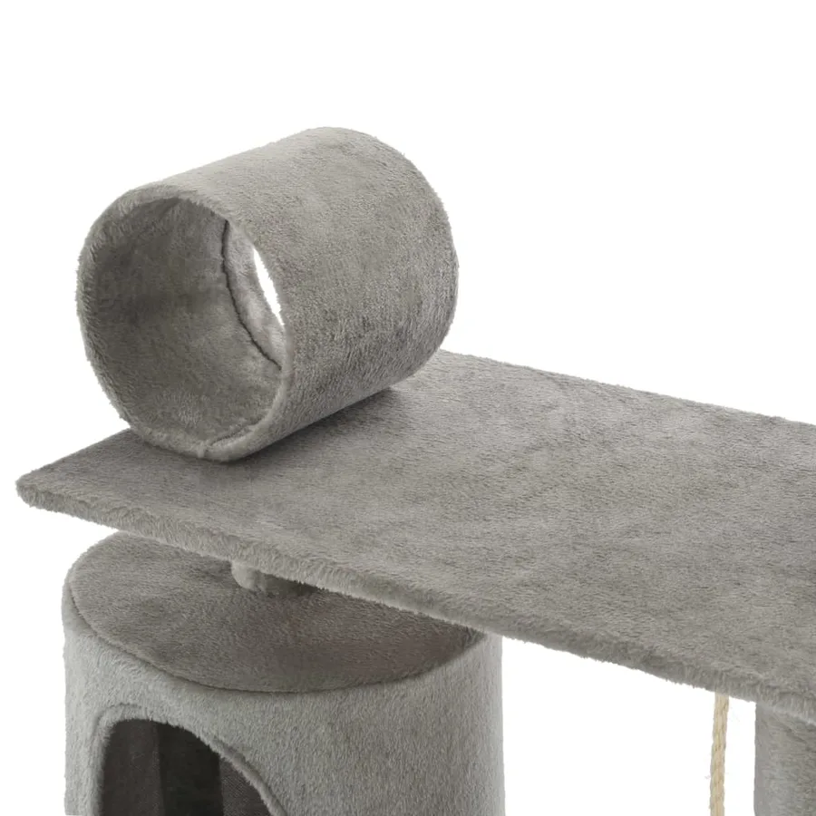 Arbre à chat avec griffoirs en sisal 140 cm Gris - 6