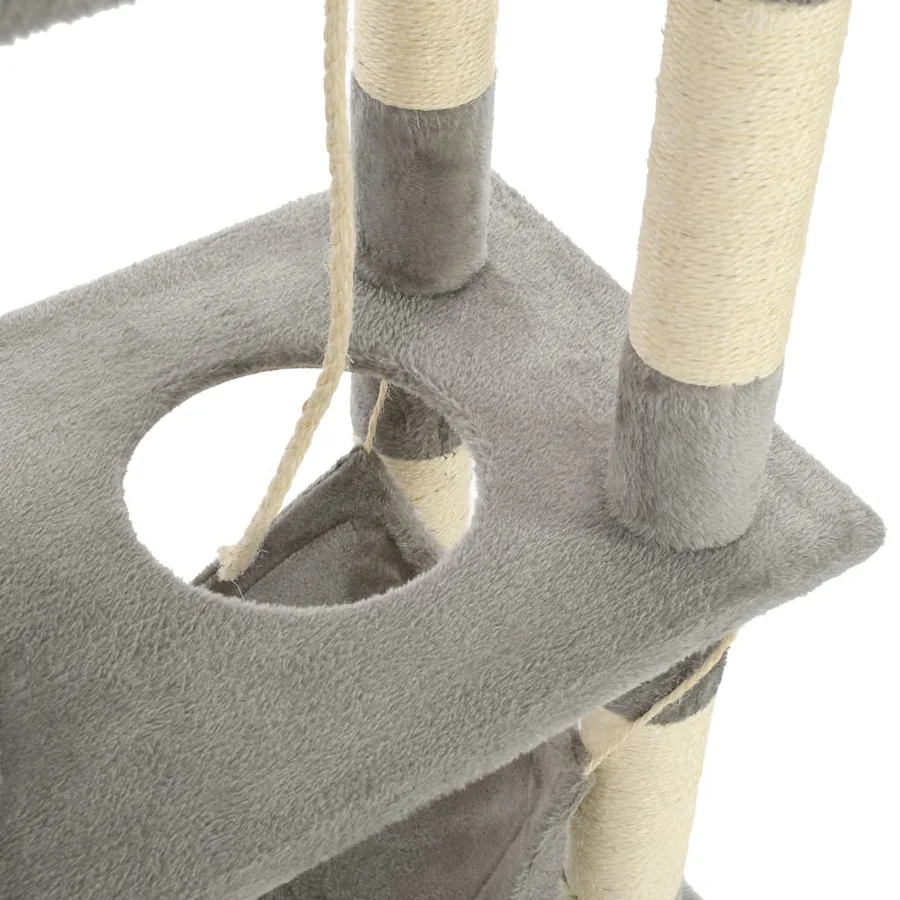 Arbre à chat avec griffoirs en sisal 140 cm Gris - 7