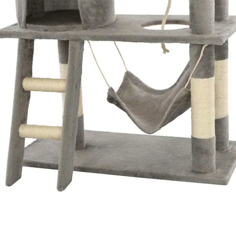 Arbre à chat avec griffoirs en sisal 140 cm Gris - 8