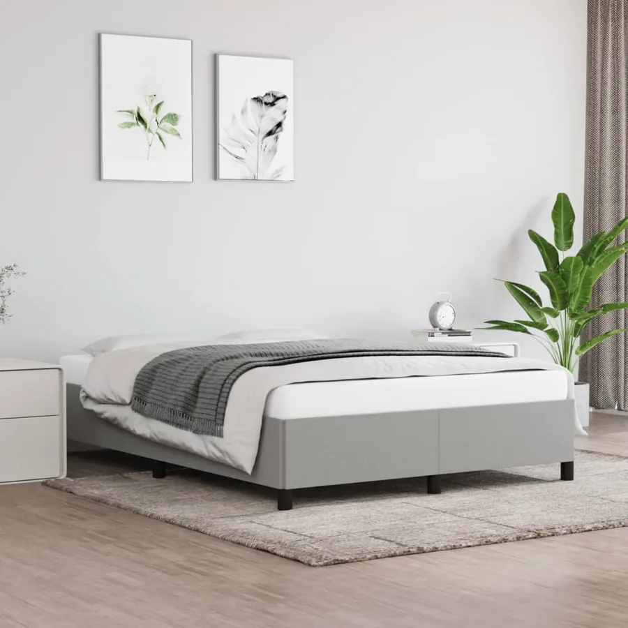 Cadre de lit sans matelas gris clair 140x190 cm tissu