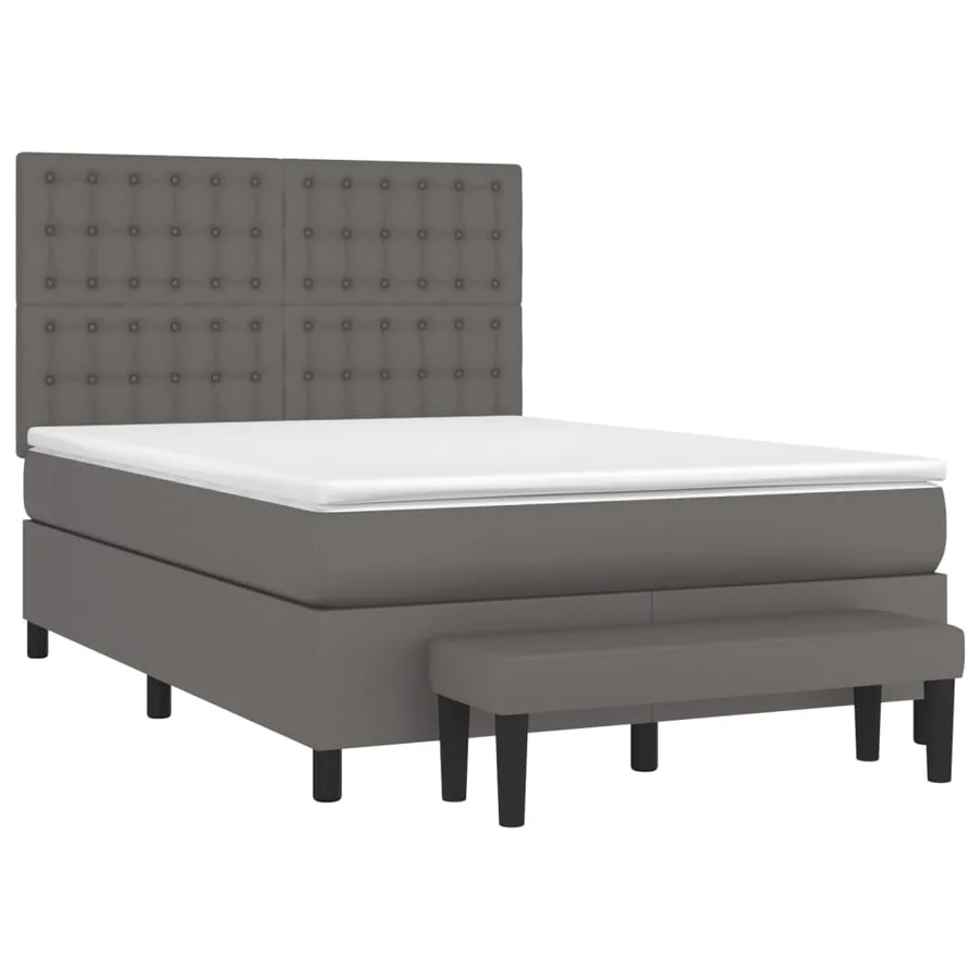 Sommier à lattes de lit avec matelas Gris 140x190 cm Similicuir - 3