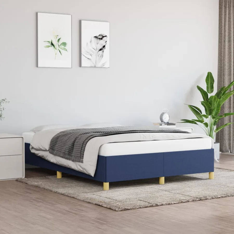 Cadre de lit sans matelas bleu 140x190 cm tissu