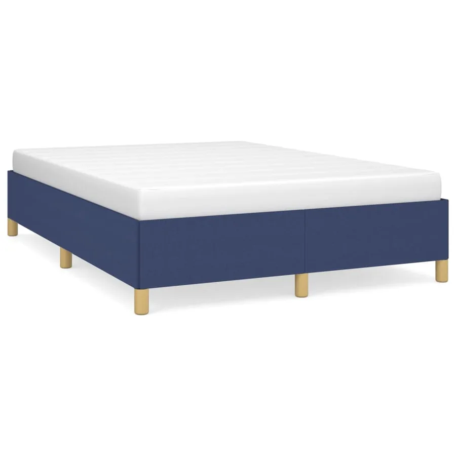 Cadre de lit sans matelas bleu 140x190 cm tissu - 2