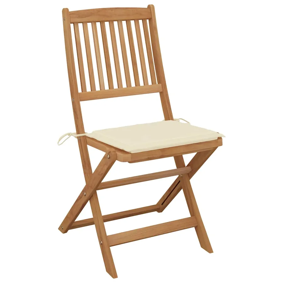 Chaises pliables de jardin lot de 8 avec coussins Bois d'acacia - 3