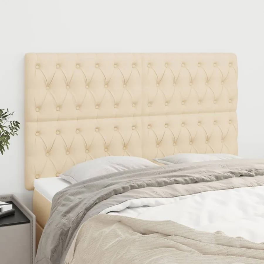 Tête de lit Crème 144x7x118/128 cm Tissu