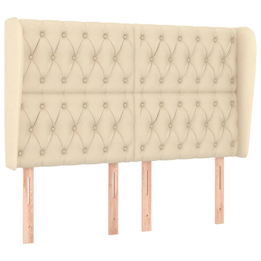 Tête de lit avec oreilles Crème 147x23x118/128 cm Tissu - 2