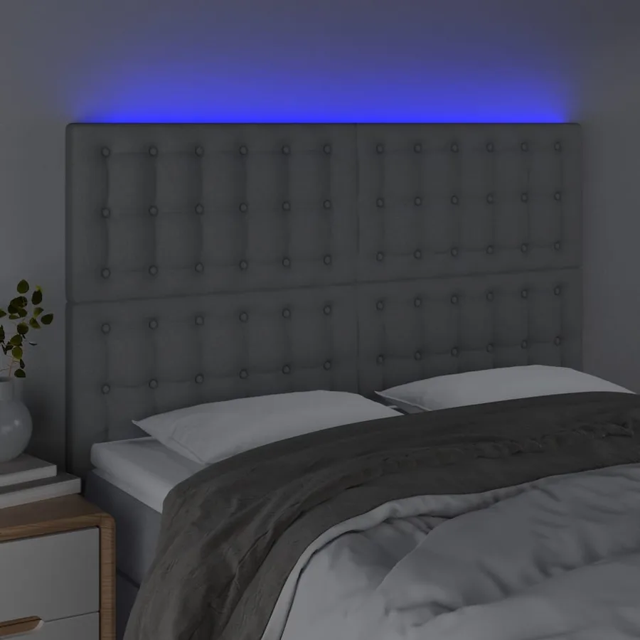 Tête de lit à LED Gris clair 144x5x118/128 cm Tissu - 3