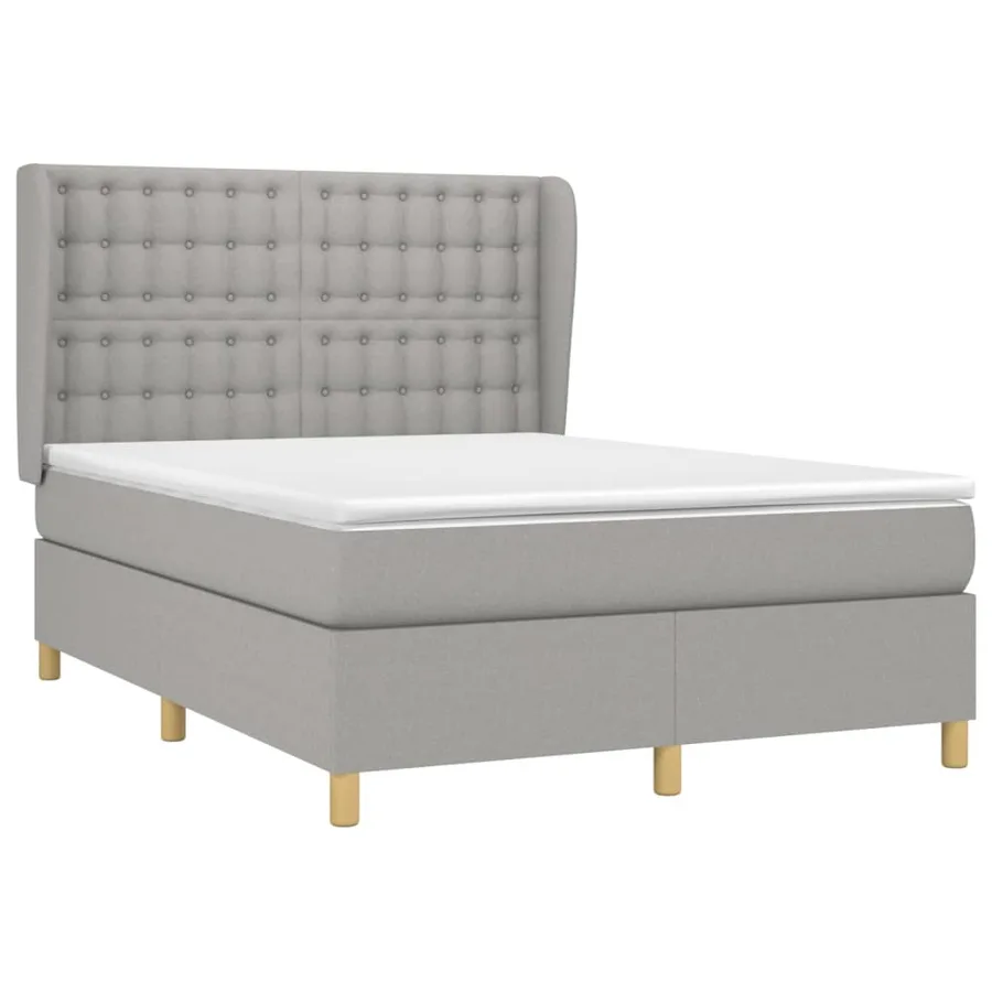 Sommier à lattes de lit avec matelas Gris clair 140x190cm Tissu - 3