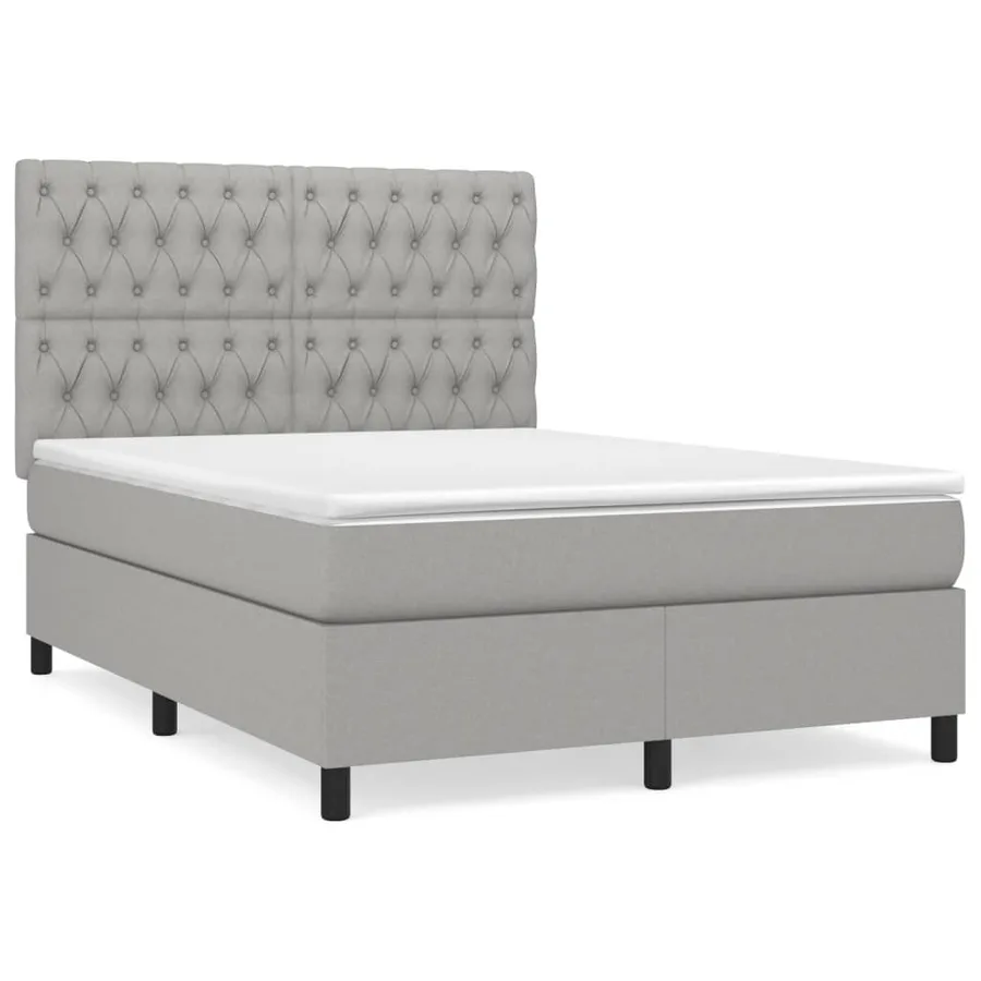 Sommier à lattes de lit avec matelas Gris clair 140x190cm Tissu - 2