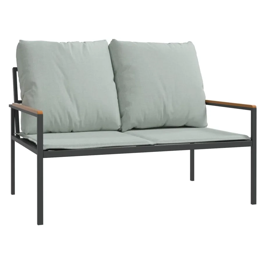 Salon de jardin avec coussins 3 pcs anthracite acier - 7