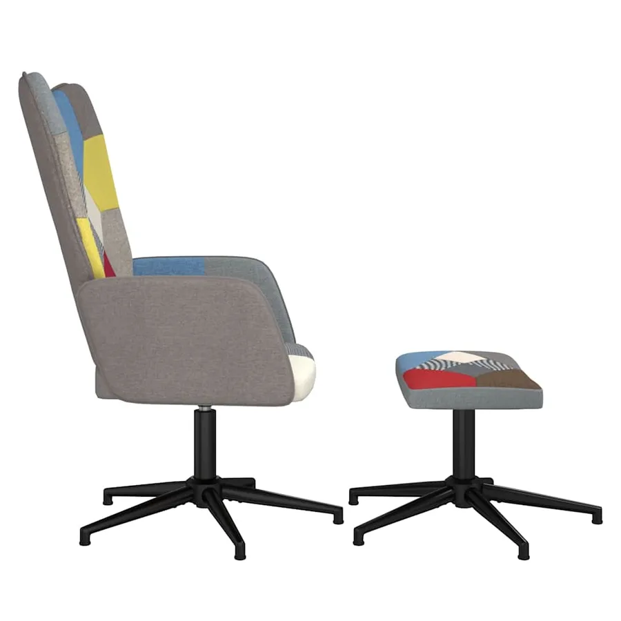 Chaise de relaxation avec repose-pied Patchwork Tissu - 4