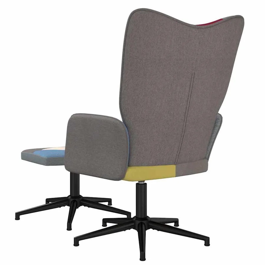 Chaise de relaxation avec repose-pied Patchwork Tissu - 5