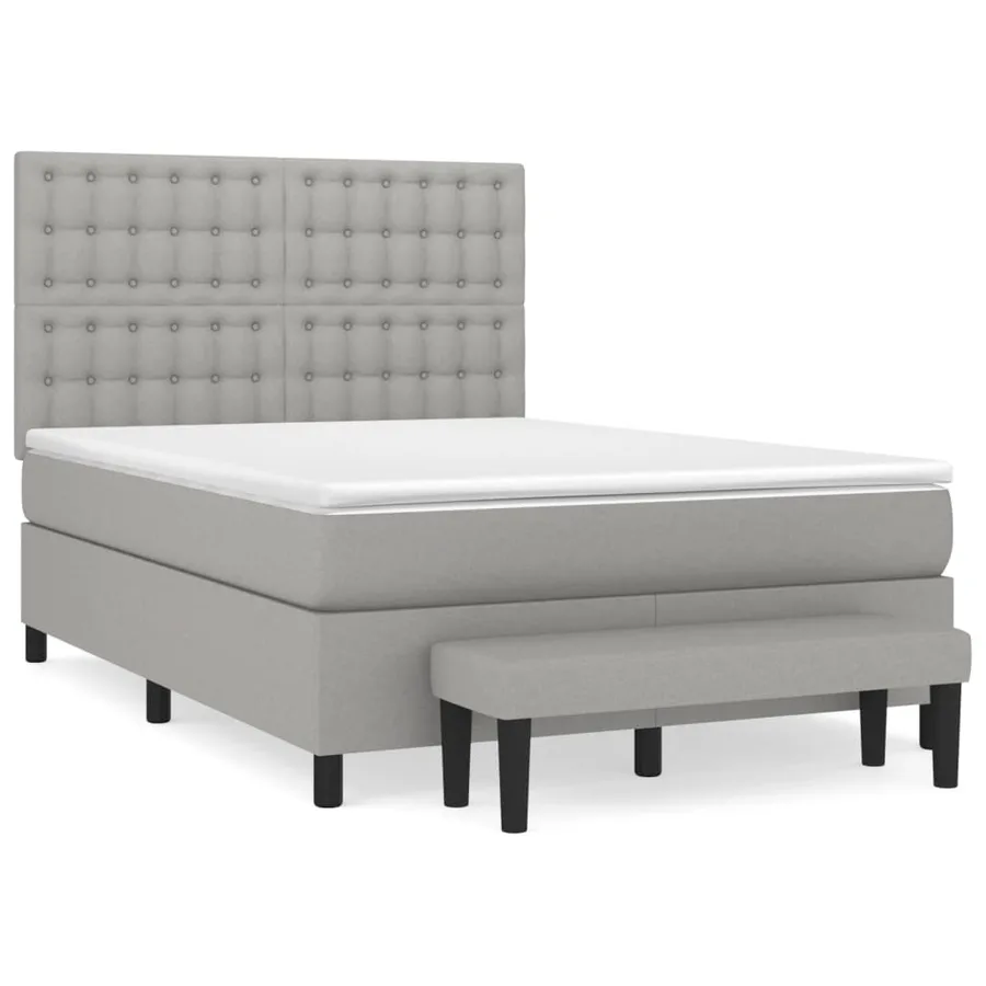 Sommier à lattes de lit avec matelas Gris clair 140x190cm Tissu - 2