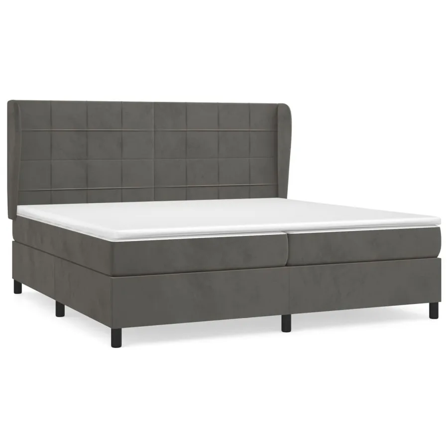 Sommier à lattes de lit et matelas Gris foncé 200x200cm Velours - 2