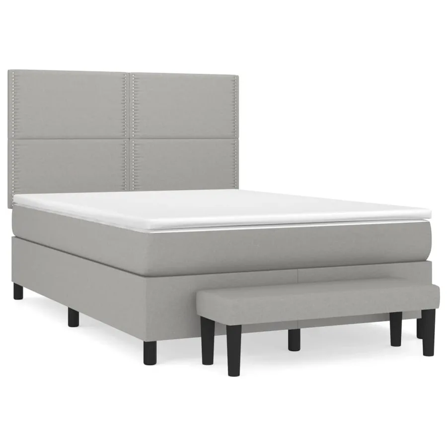 Sommier à lattes de lit avec matelas Gris clair 140x190cm Tissu - 2