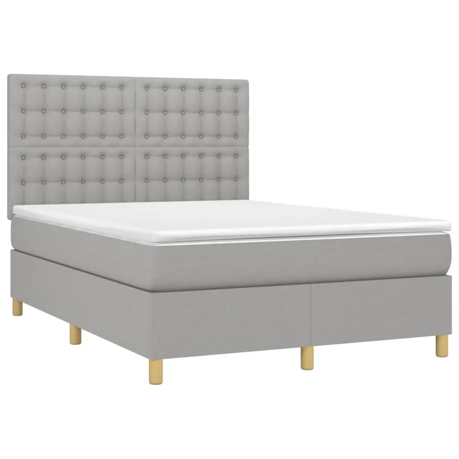 Sommier à lattes de lit et matelas et LED Gris clair 140x190 cm - 3