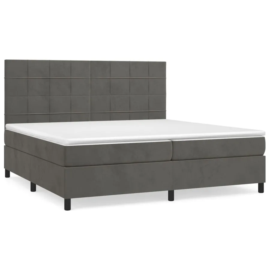 Sommier à lattes de lit et matelas Gris foncé 200x200cm Velours - 2
