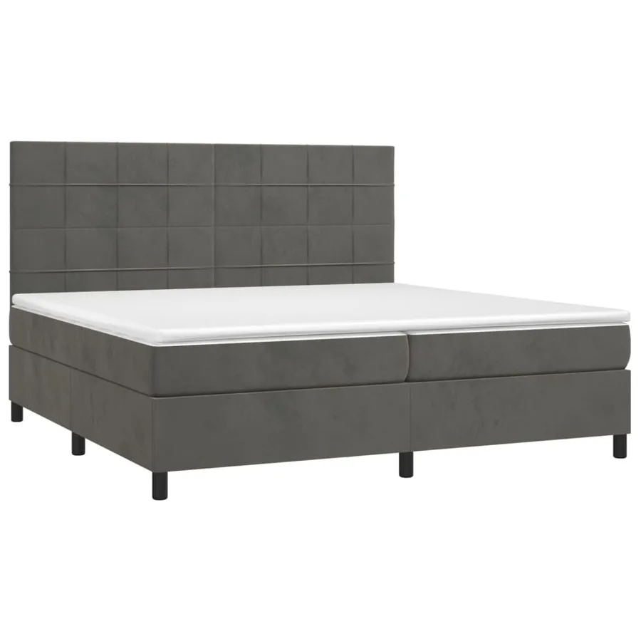 Sommier à lattes de lit et matelas Gris foncé 200x200cm Velours - 3