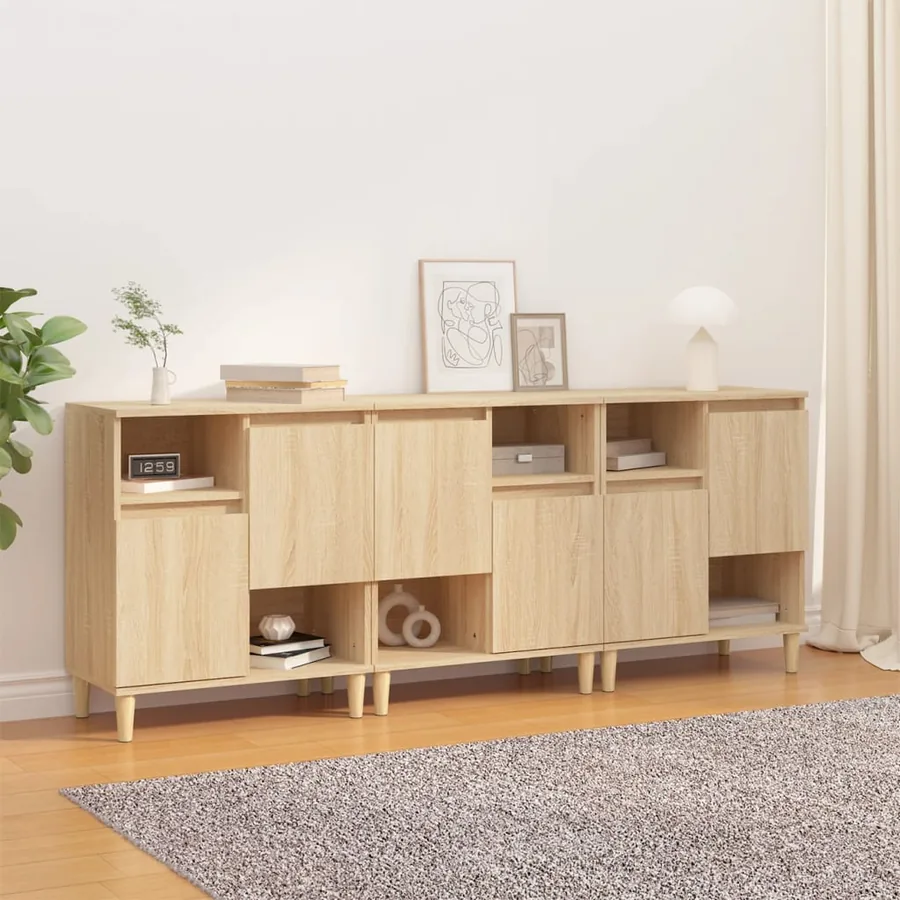 Buffets 3 pcs chêne sonoma 60x35x70 cm bois d'ingénierie