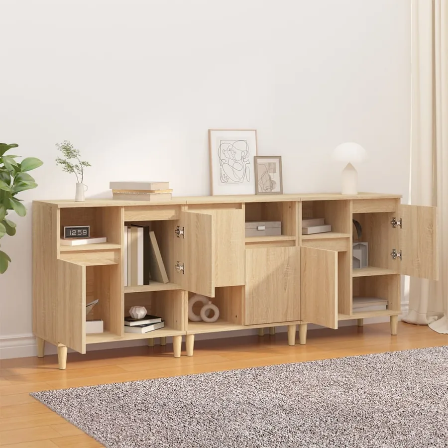 Buffets 3 pcs chêne sonoma 60x35x70 cm bois d'ingénierie - 3