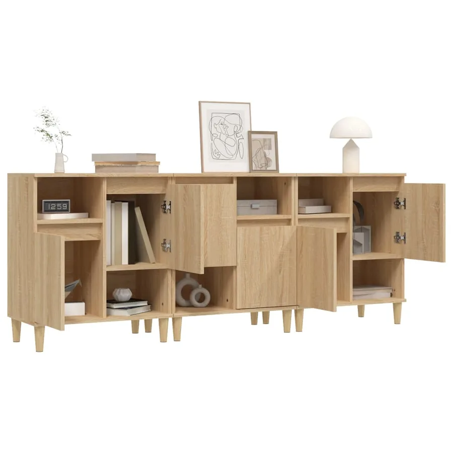 Buffets 3 pcs chêne sonoma 60x35x70 cm bois d'ingénierie - 4