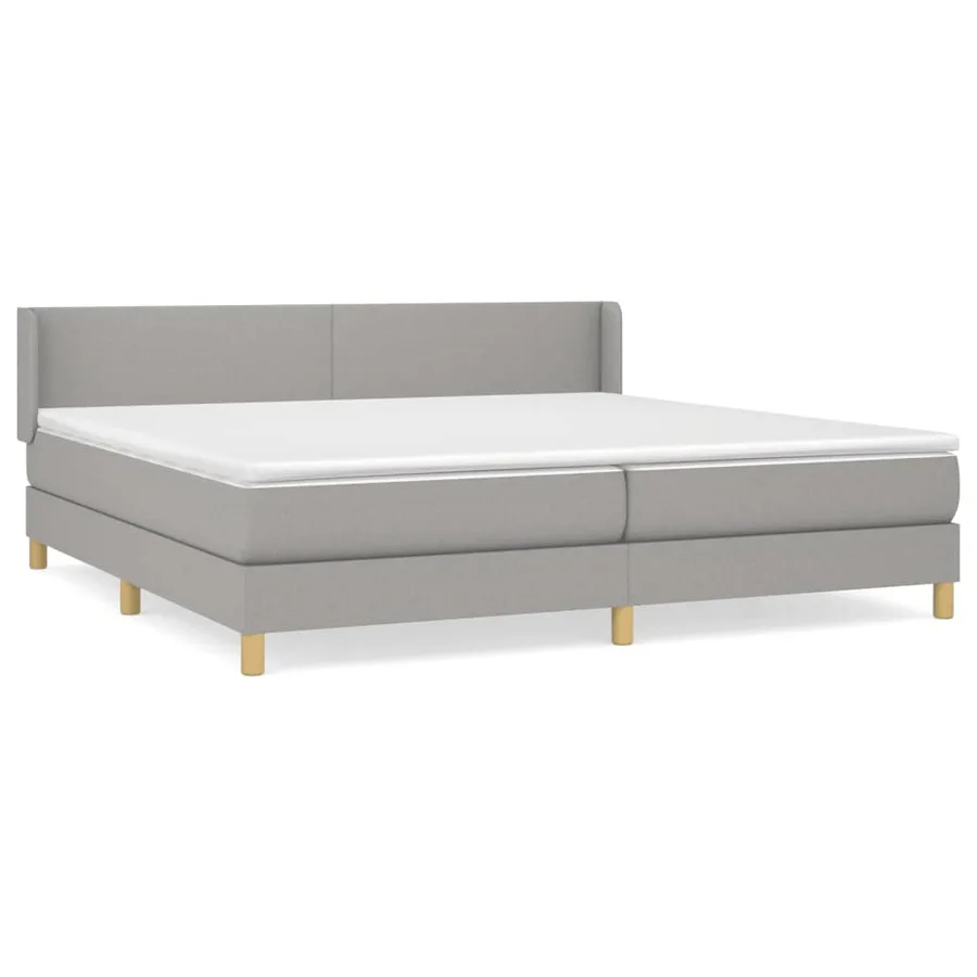 Sommier à lattes de lit avec matelas Gris clair 200x200cm Tissu - 2