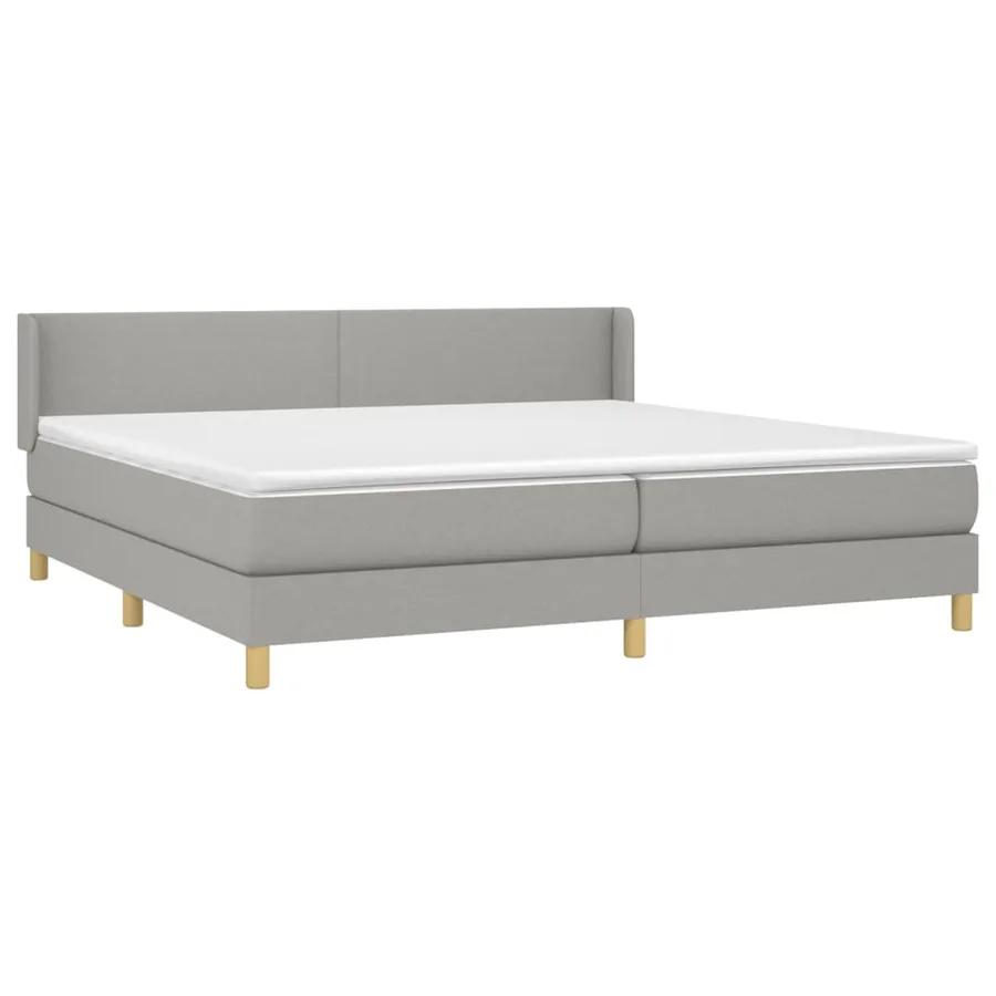Sommier à lattes de lit avec matelas Gris clair 200x200cm Tissu - 3