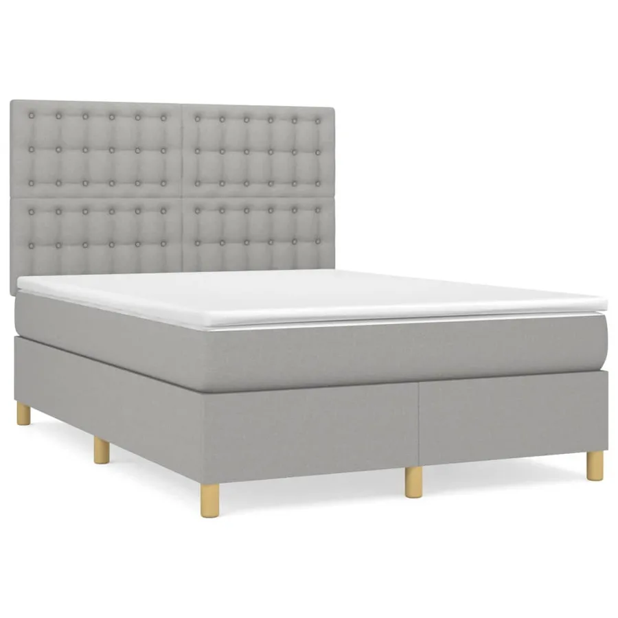 Sommier à lattes de lit avec matelas Gris clair 140x200cm Tissu - 2