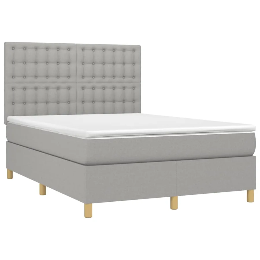 Sommier à lattes de lit avec matelas Gris clair 140x200cm Tissu - 3