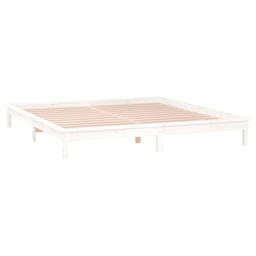 Cadre de lit à LED sans matelas blanc 140x200 cm bois massif - 6