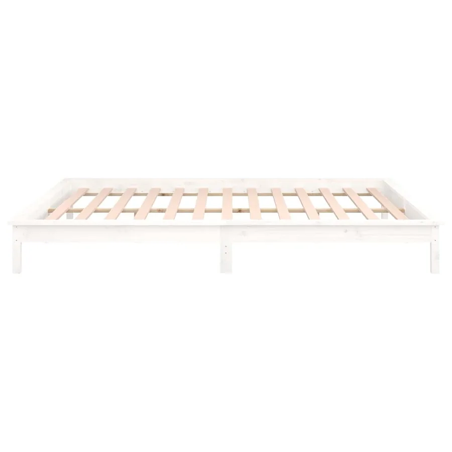 Cadre de lit à LED sans matelas blanc 140x200 cm bois massif - 8