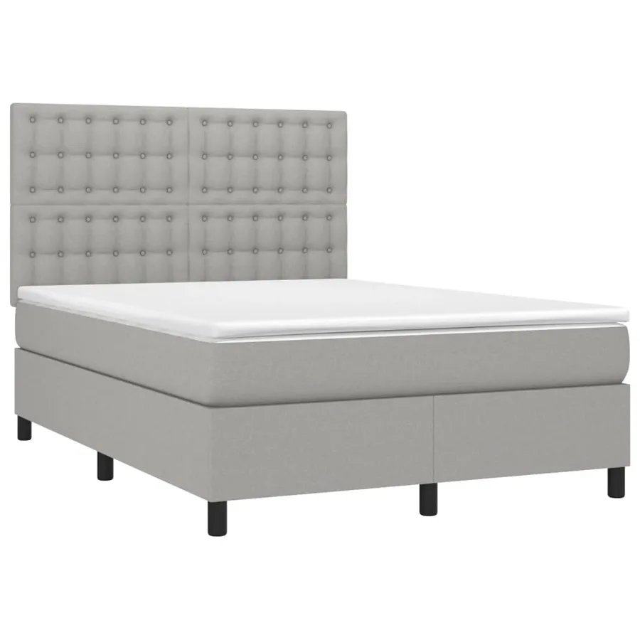 Sommier à lattes de lit avec matelas Gris clair 140x190cm Tissu - 3