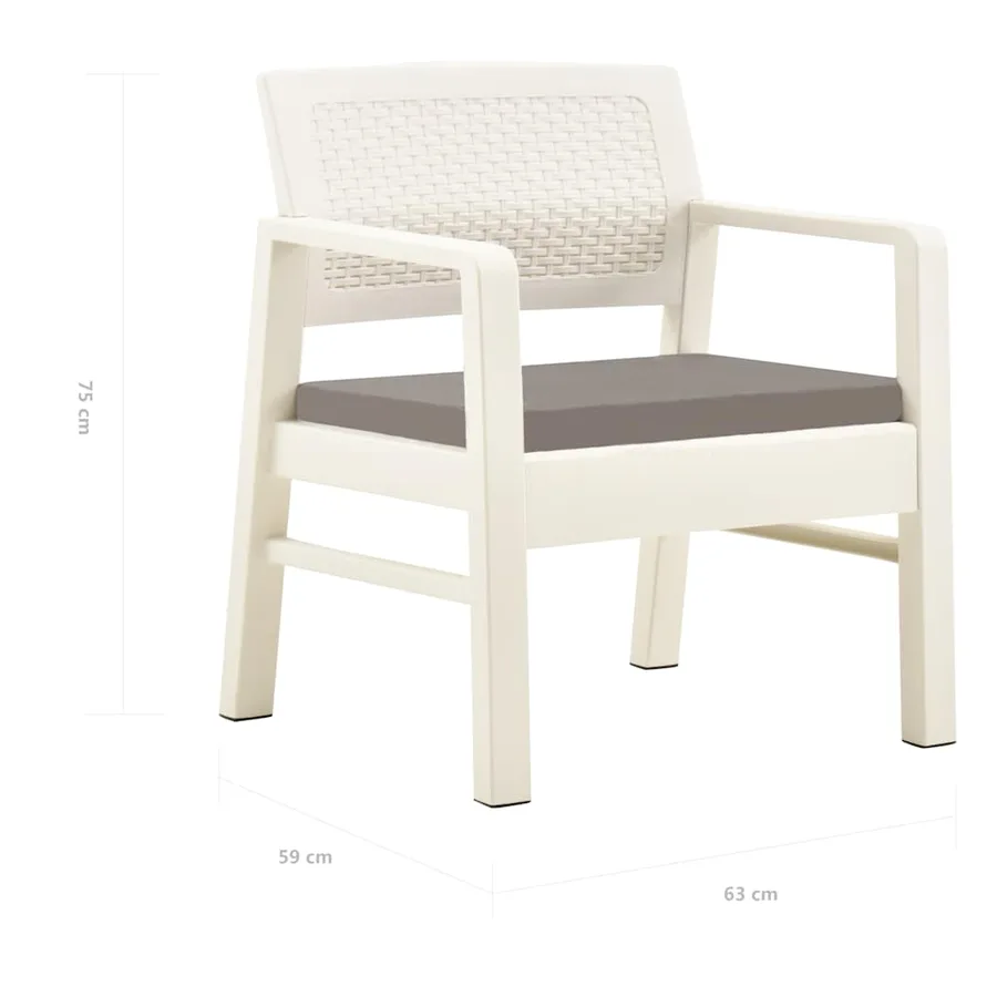 Salon de jardin 3 pcs Plastique Blanc - 10