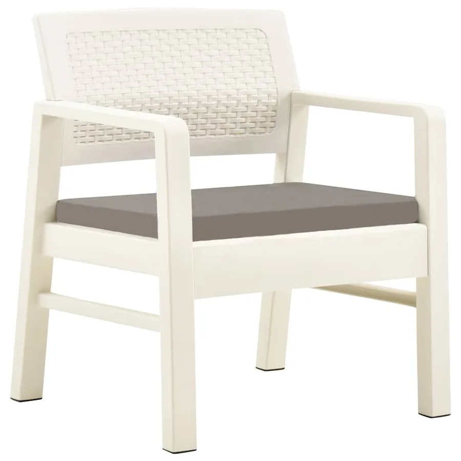 Salon de jardin 3 pcs Plastique Blanc - 2