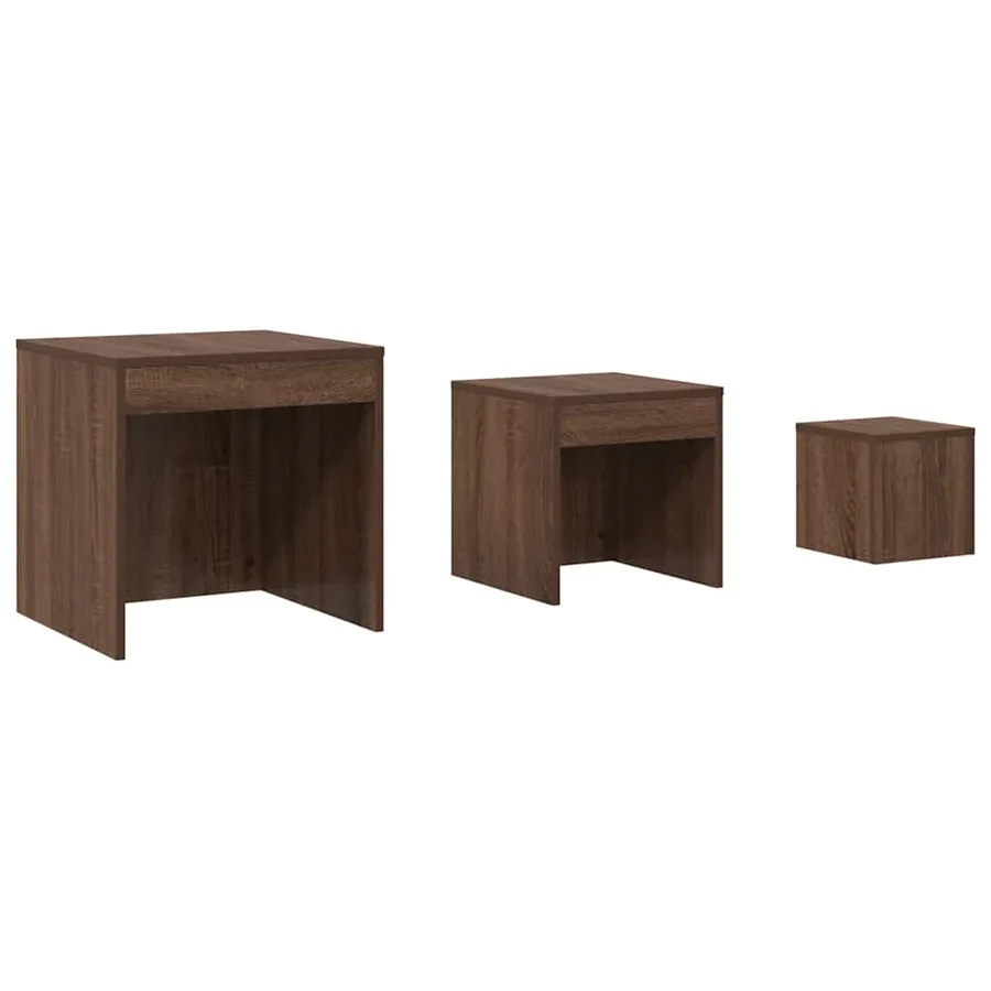 Tables gigognes 3 pcs Chêne marron Bois d'ingénierie - 2